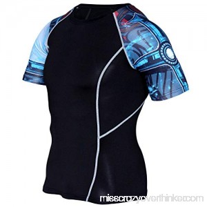 Short Sleeve Dri-fit Workouts Compression Shirt Black Running Baselayer Tee B07PW9BW44